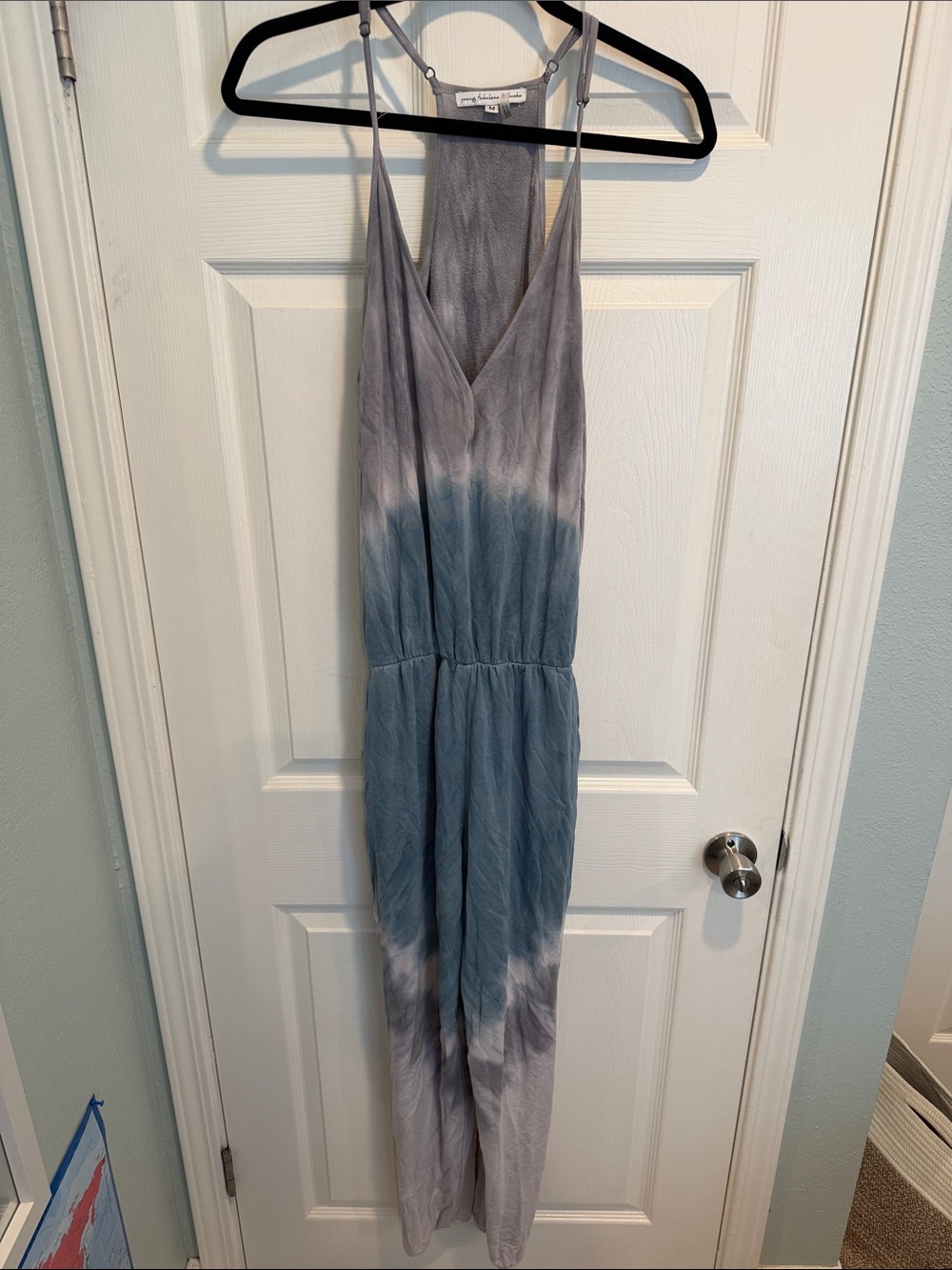 Young Fabulous & Broke Blue and Light Gray Ombre Tie-Dye Romper